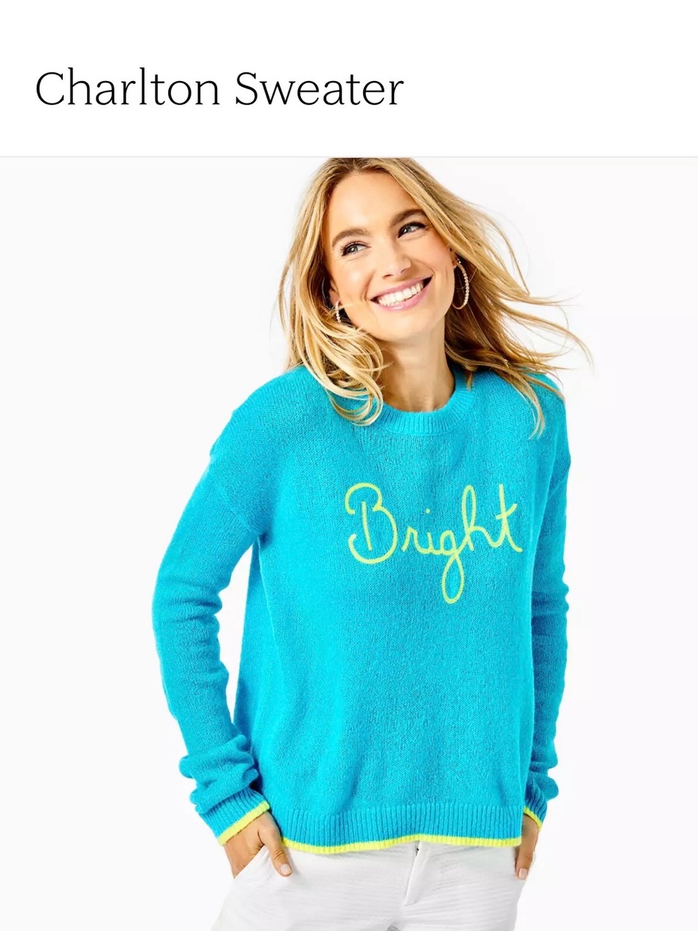 NWT Lilly Pulitzer Turquoise Charlton Sweater - Sz L